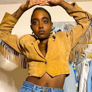 BB Dakota Coats, Jackets & Leather Fringe trim at sleeves and